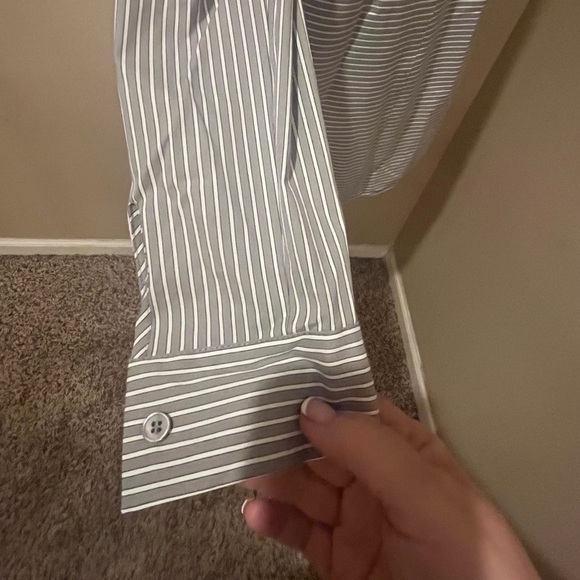 Lafayette 148 NY Classic Oversized Striped Button up Shirt, size Small - Picture 4 of 8